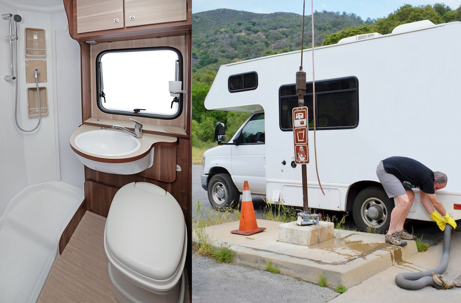 Portable RV/camper toilet and holding tank setup in York, Pennsylvania