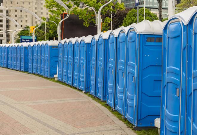 Seasonal porta potty units set up at a York, Pennsylvania venue
