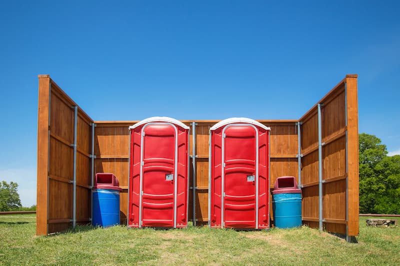 Short-term porta potty units staged for delivery in York, Pennsylvania